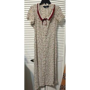 Cottage Core Cotton Poplin Mini Dress In Floral Print Size Small